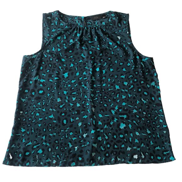 Apt. 9 Essentials Blue Green Cheetah Print Sleeveless Blouse Size Large - Picture 1 of 13